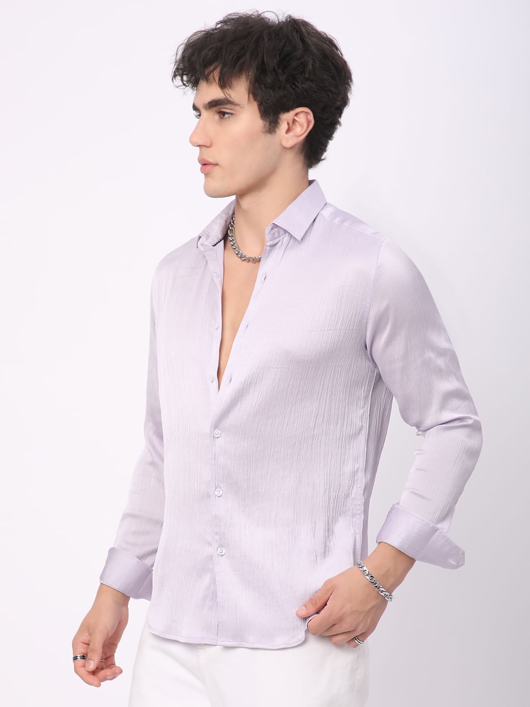 Glinty Periwinkle Crinkled Shirt