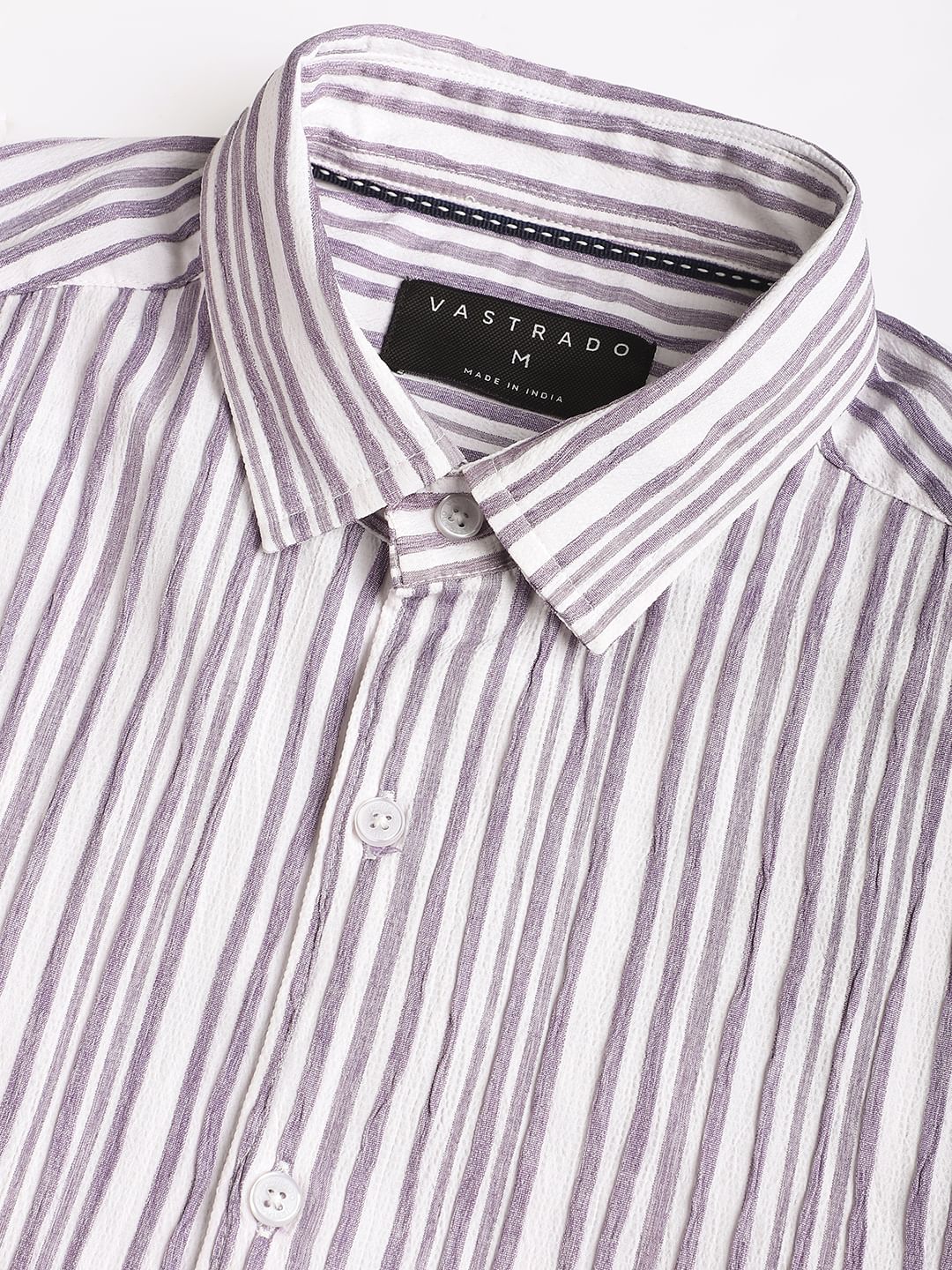 Purple & White Creased Stripe Shirt
