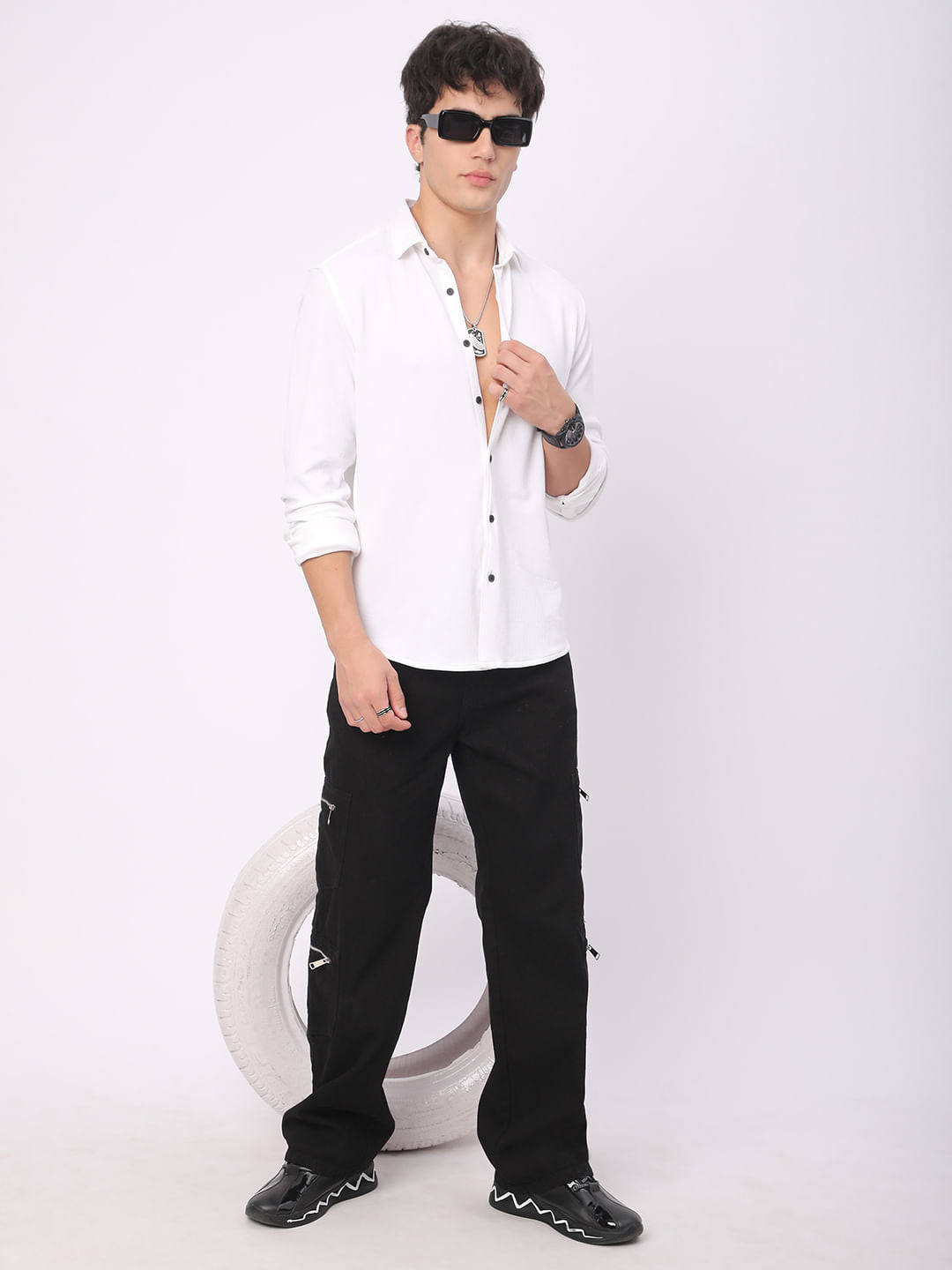 White Tiny Checkered Shirt