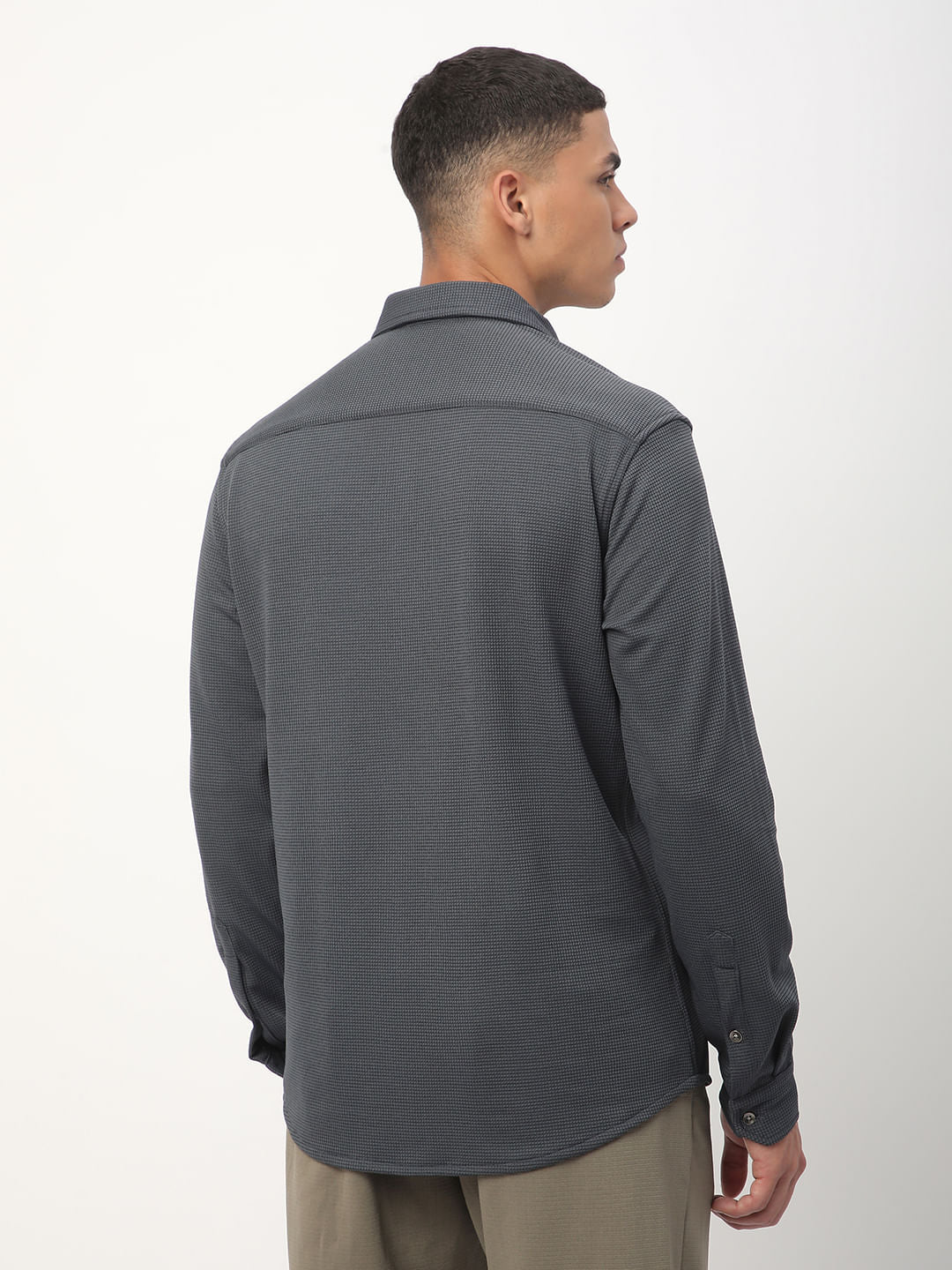 Grey Tiny Checkered Shirt