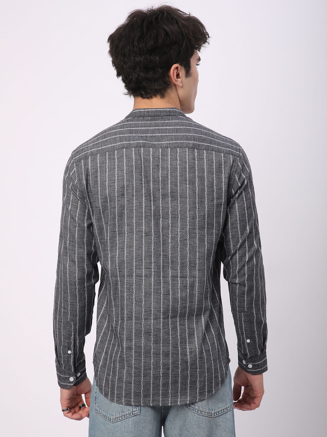 Iron Grey Dobby Striped Shirt