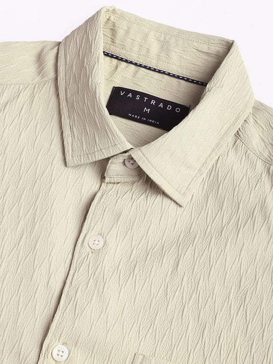 Tea Green Crinkled Textured Shirt