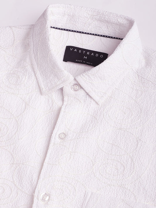 Intricate Snow White Embroidered Shirt