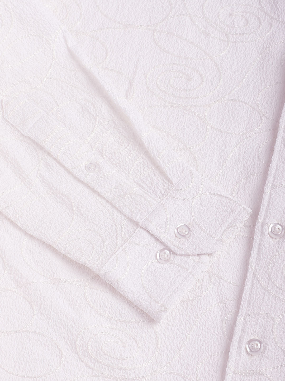 Intricate Snow White Embroidered Shirt