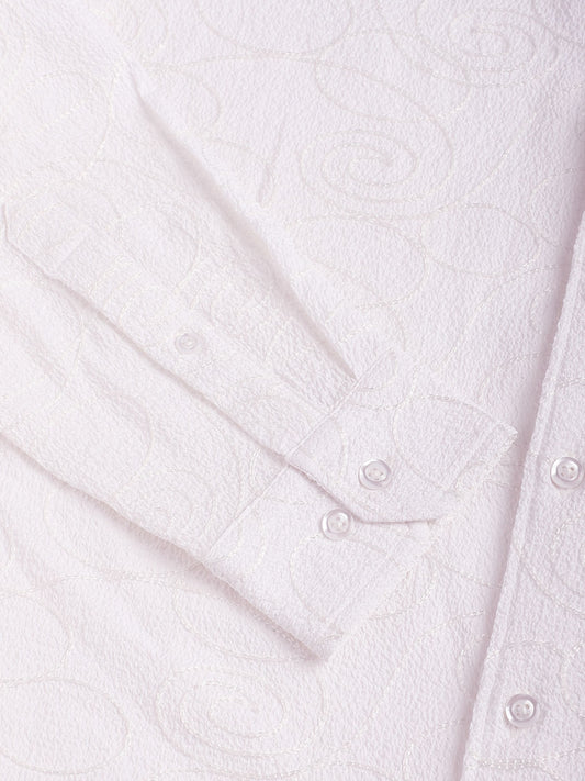 Intricate Snow White Embroidered Shirt