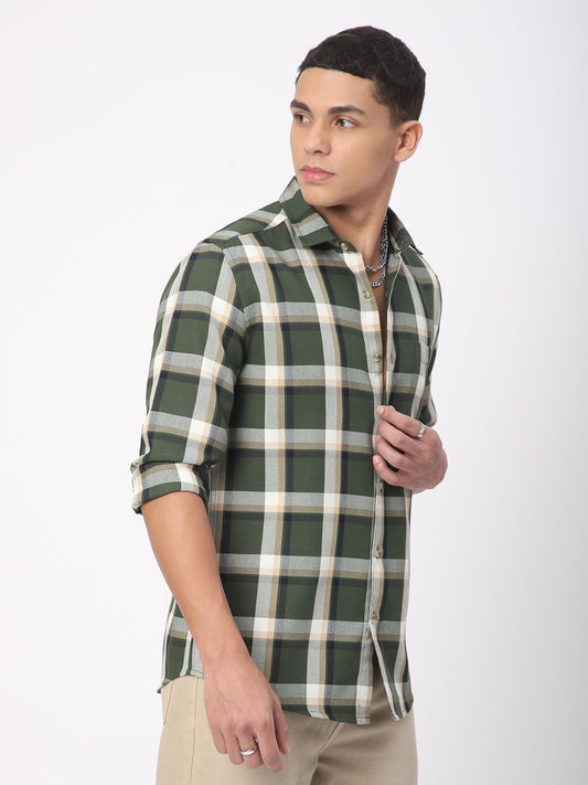 Premium Cotton Opulent Tartanique Green Checkered Shirt
