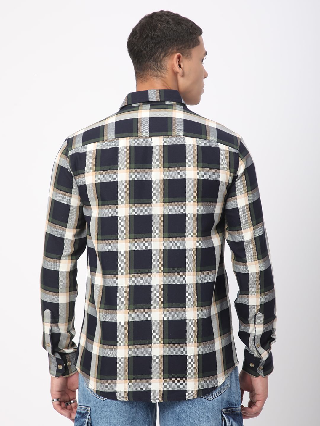 Premium Cotton Opulent Tartanique Navy Checkered Shirt