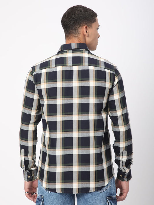 Premium Cotton Opulent Tartanique Navy Checkered Shirt