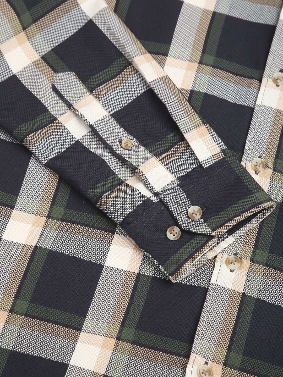 Premium Cotton Opulent Tartanique Navy Checkered Shirt