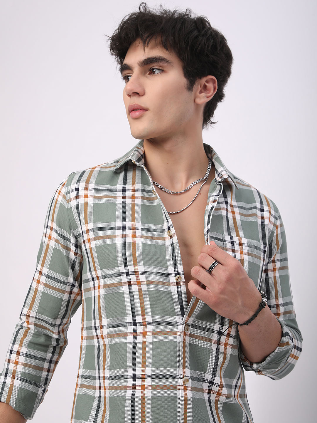 Emerald Green Broad Square Checks Shirt