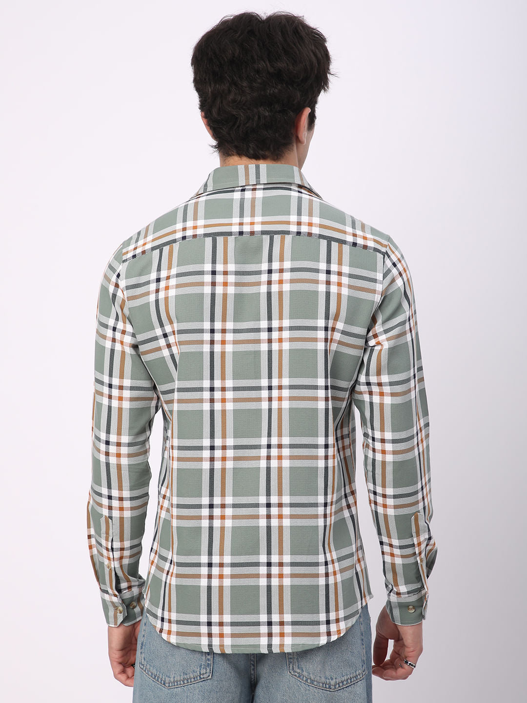 Emerald Green Broad Square Checks Shirt