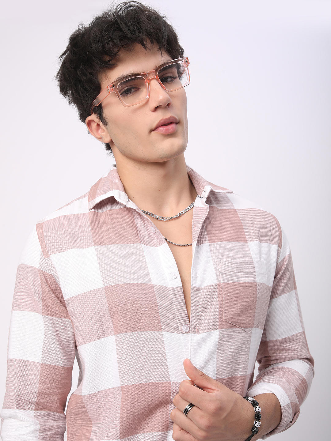 Premium Cotton Rose Pink & White Tartan Checkered Shirt