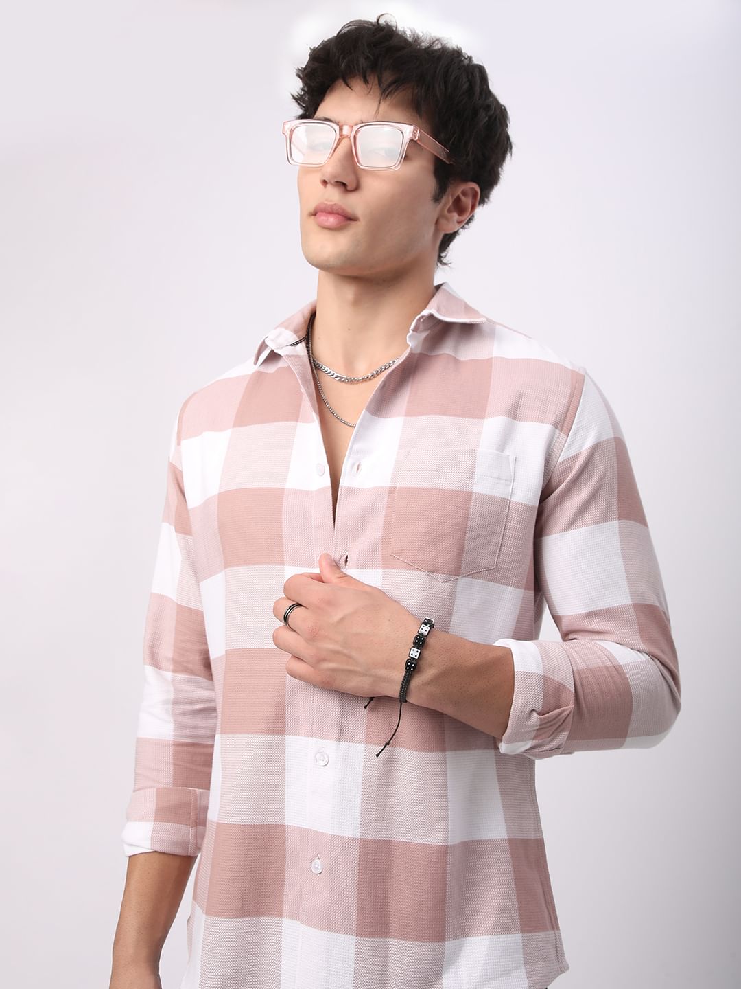 Premium Cotton Rose Pink & White Tartan Checkered Shirt