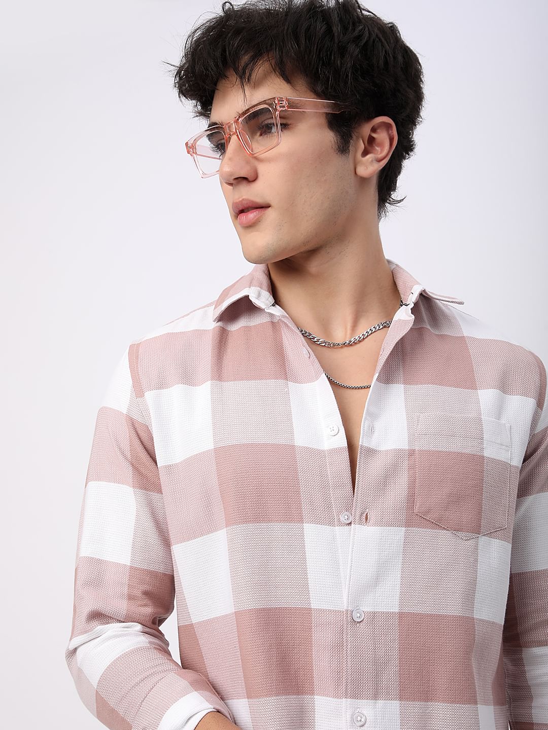 Premium Cotton Rose Pink & White Tartan Checkered Shirt