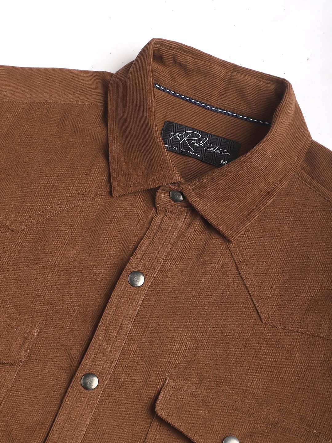Caramel Brown Double Flap Pocket Corduroy Overshirt