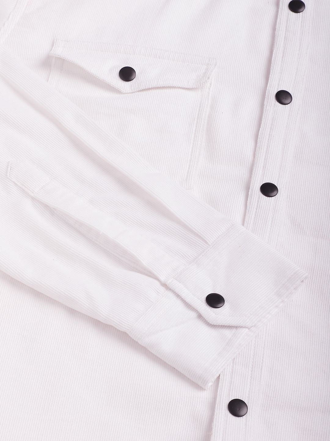 Timeless White Double Flap Pocket Corduroy Overshirt