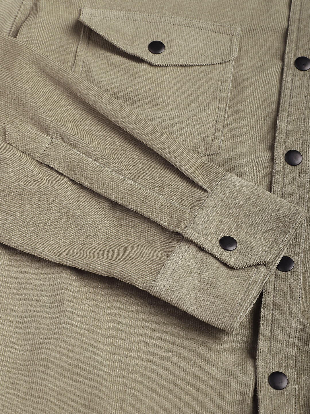 Timeless Olive Double Flap Pocket Corduroy Overshirt