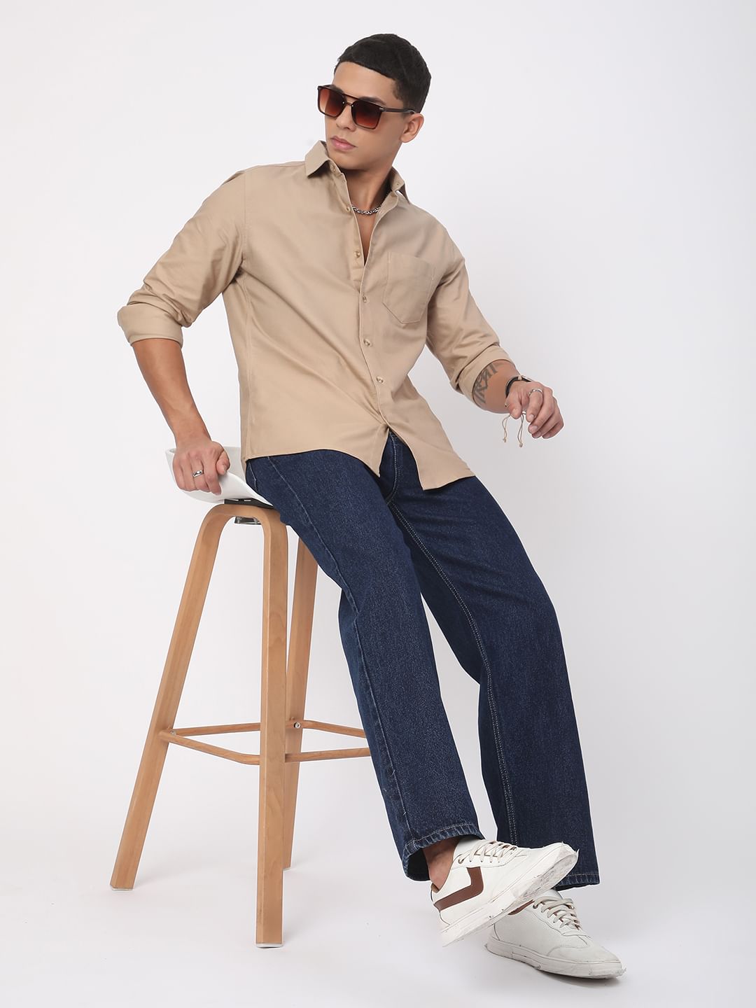 Voguish Solid Khaki Overshirt