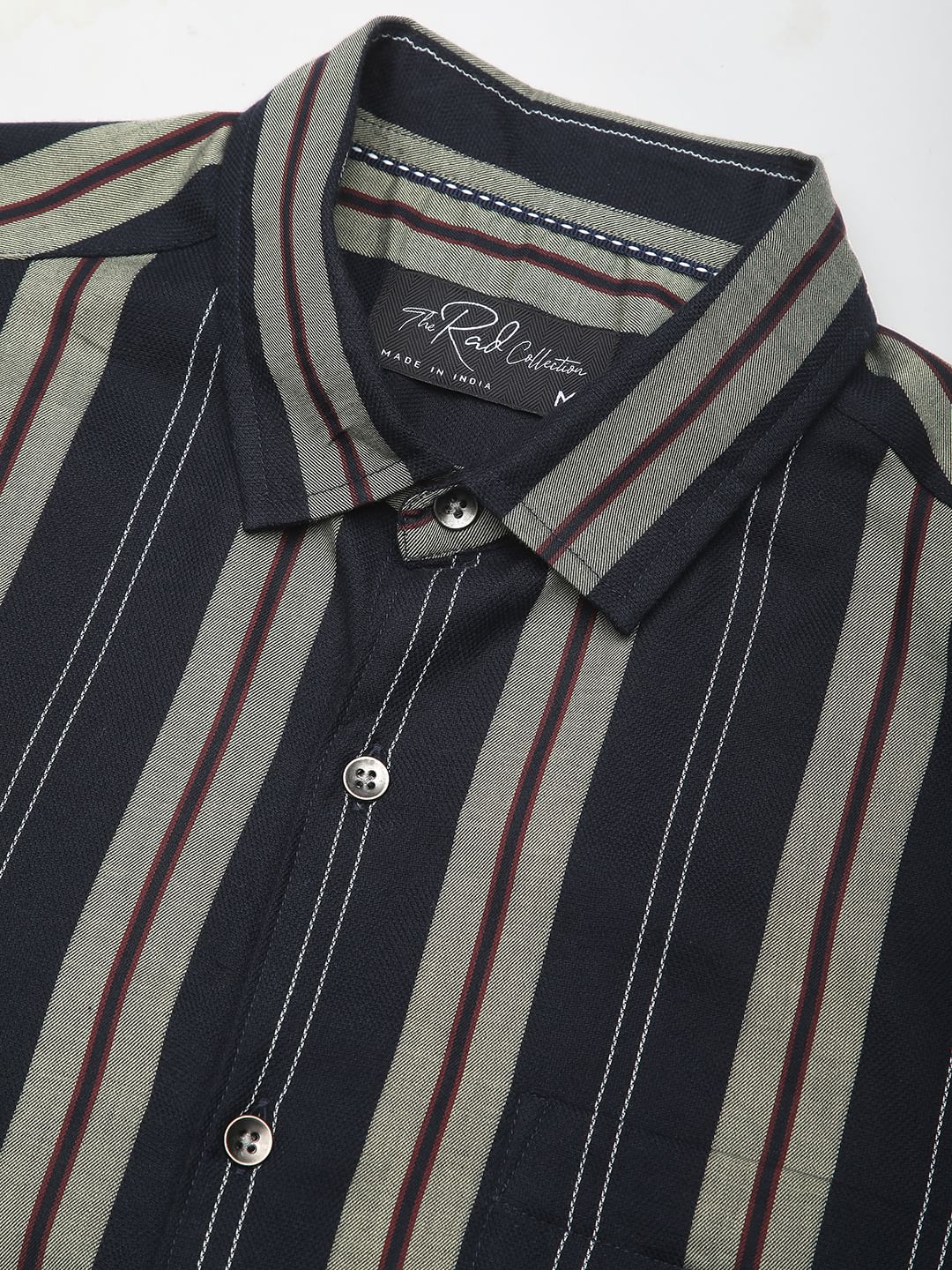 Alluring Navy Bayadere Striped Shirt