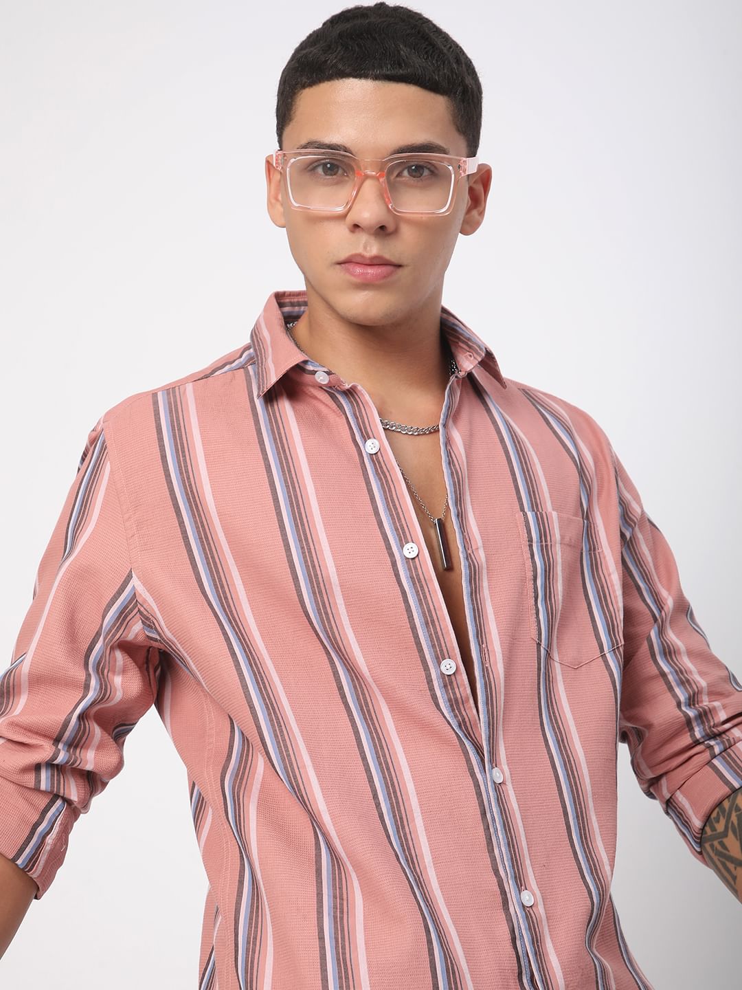 Sumptuous Dark Peach Striped Shirt