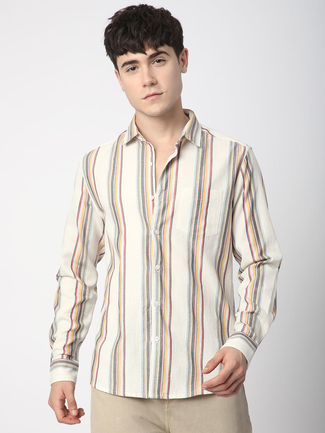 Alluring White Line Striped Shirt
