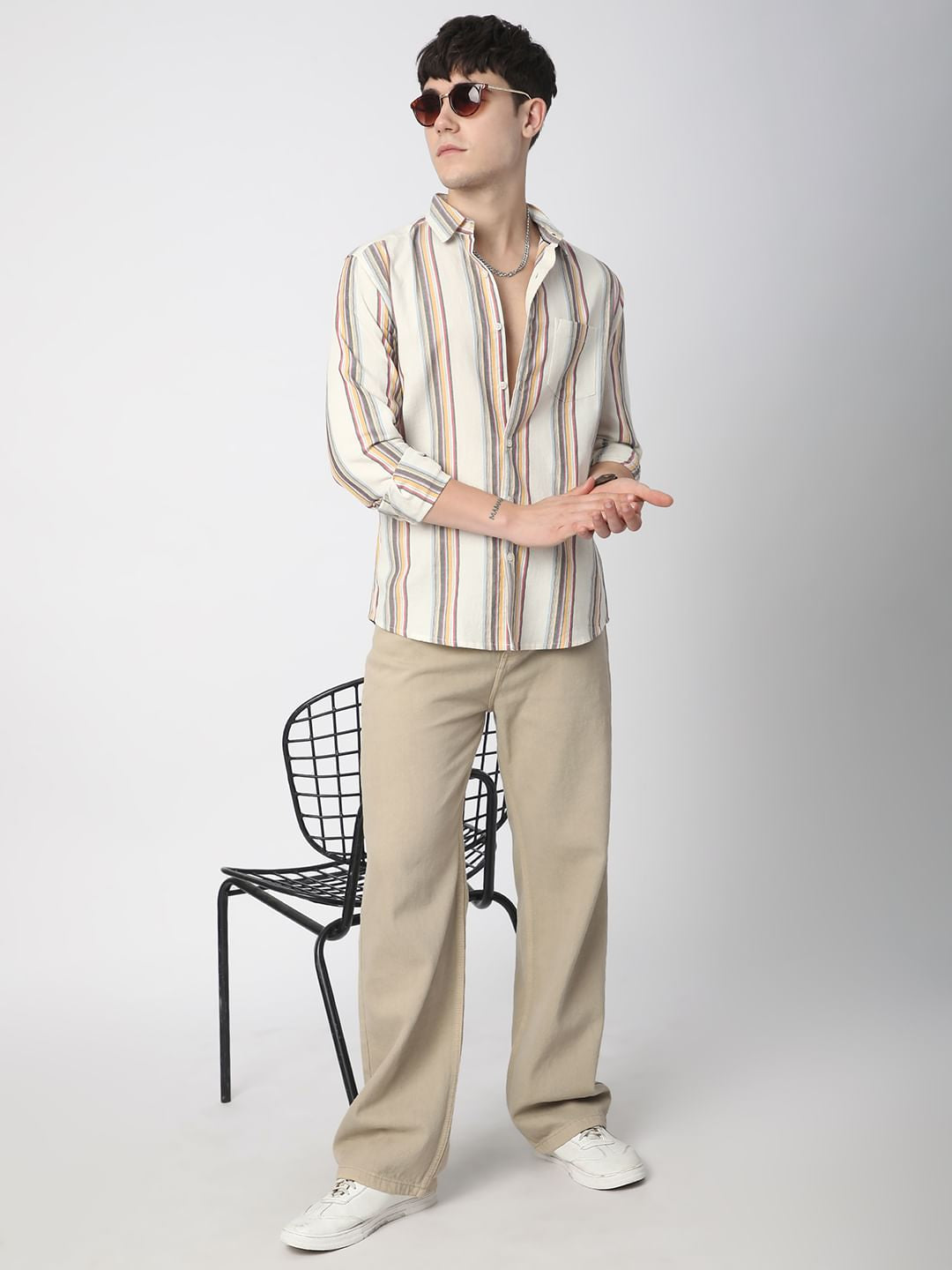 Alluring White Line Striped Shirt