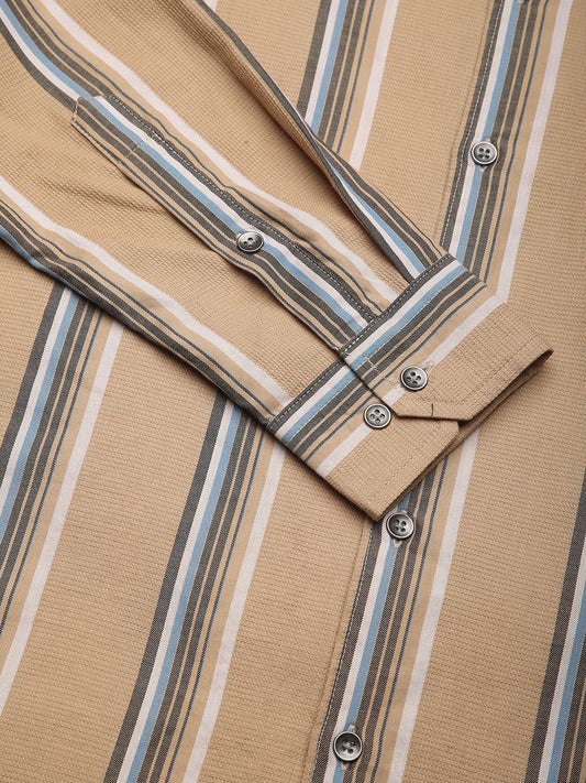 Alluring British Tan Striped Shirt