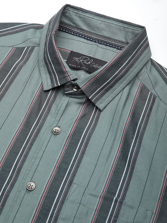 Alluring Submarine Green Striped Shirt