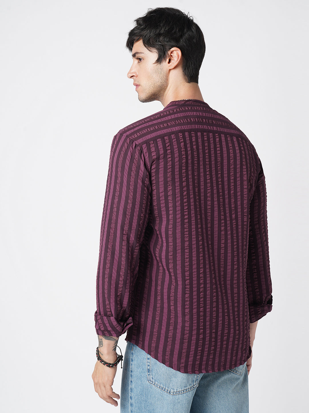Debonair Awning Stripe Wine Crushed Shirt