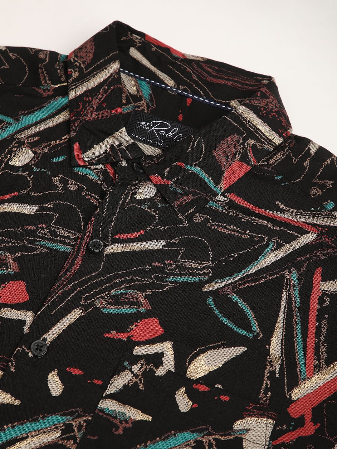 Black Fusion Hues Foil Printed Shirt
