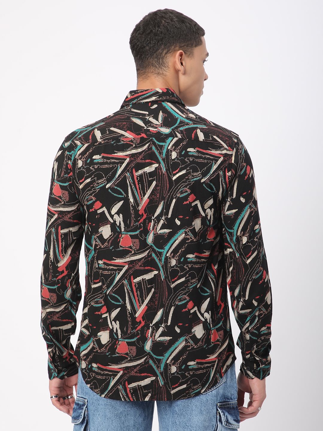 Black Fusion Hues Foil Printed Shirt