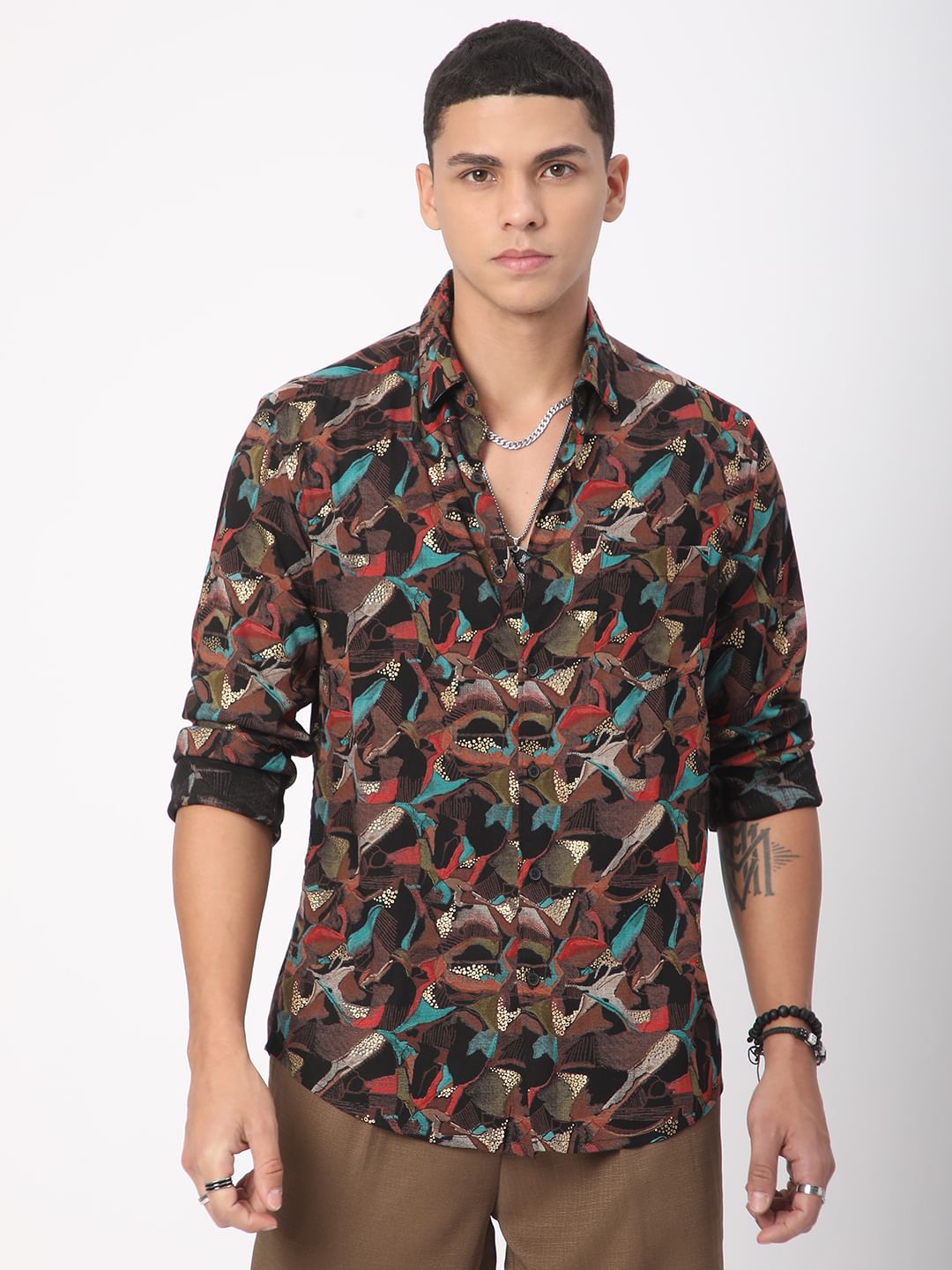 Abstract Multicolour Foil Printed Shirt