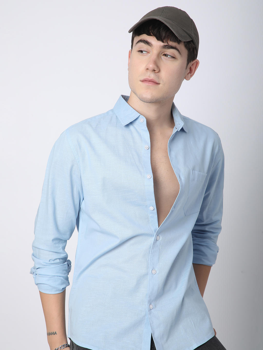 Classic Minimalist Blue Textured Shirt