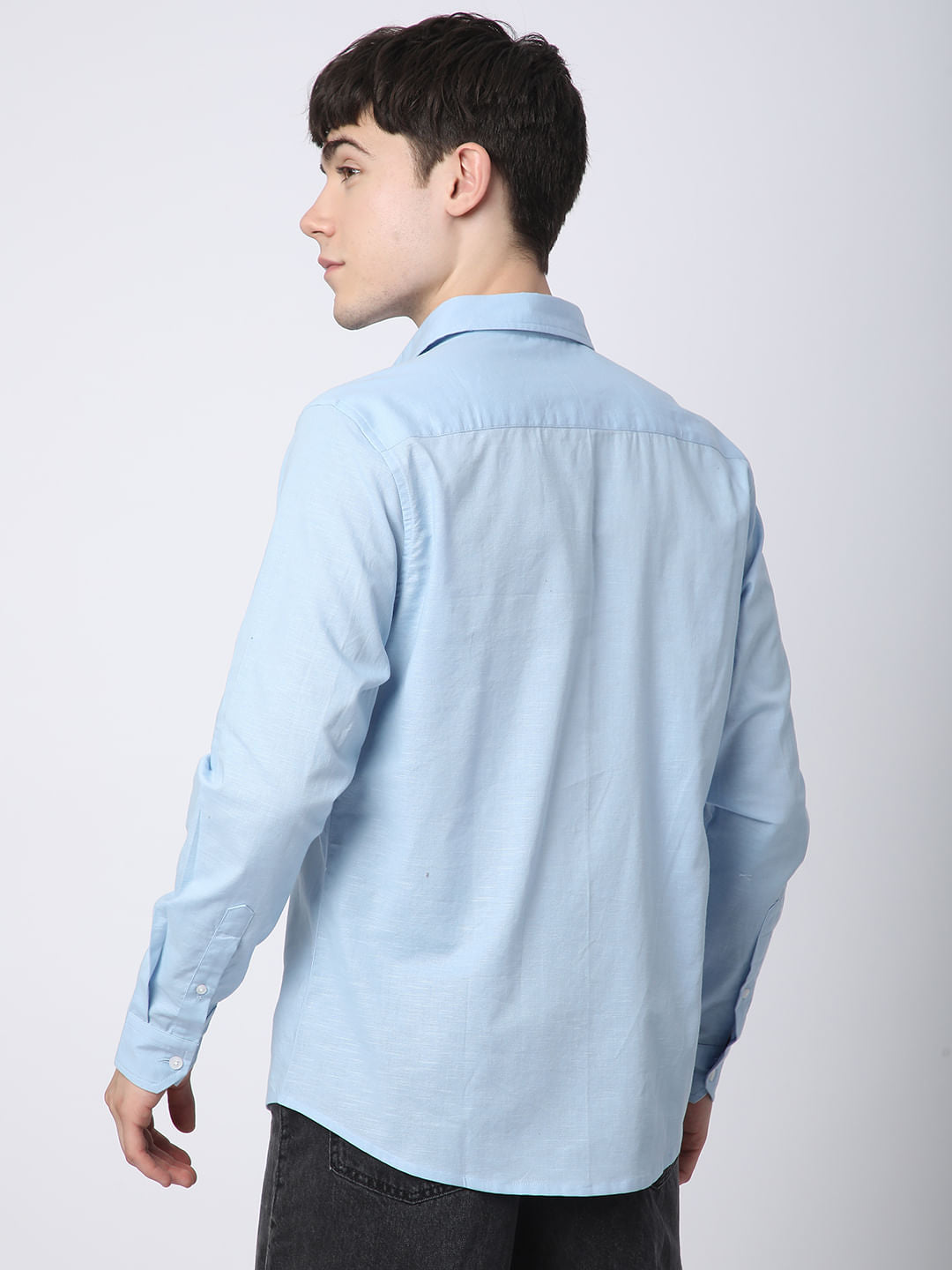 Classic Minimalist Blue Textured Shirt