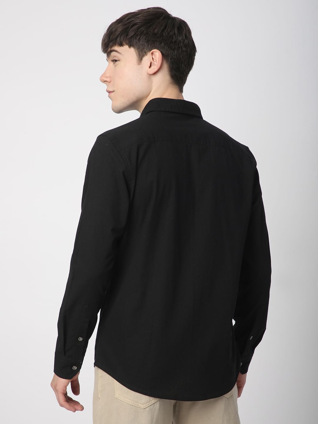 Timeless Jet Black Textured Shirt
