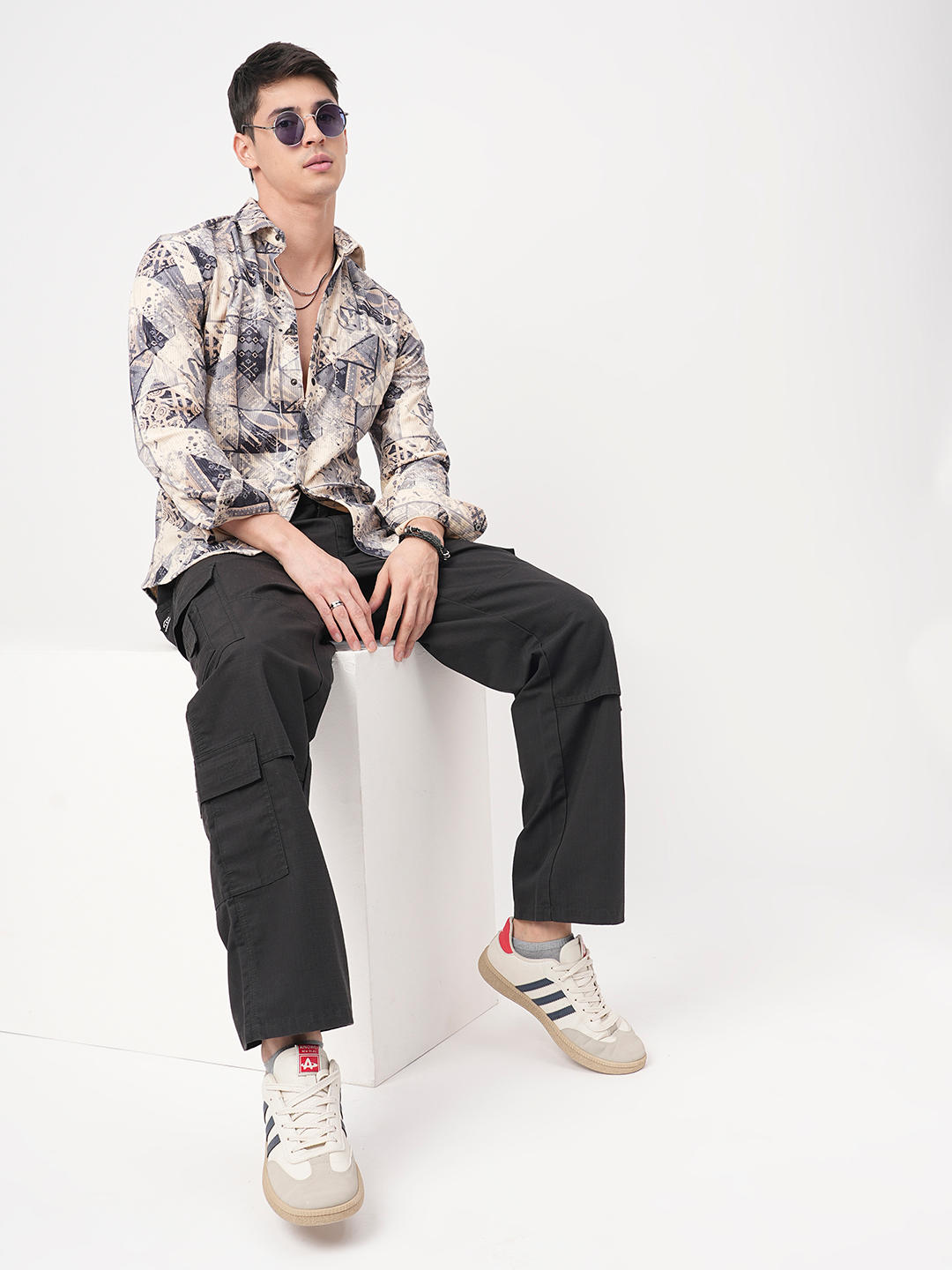 Graffito Grey & Ivory Corduroy Shirt