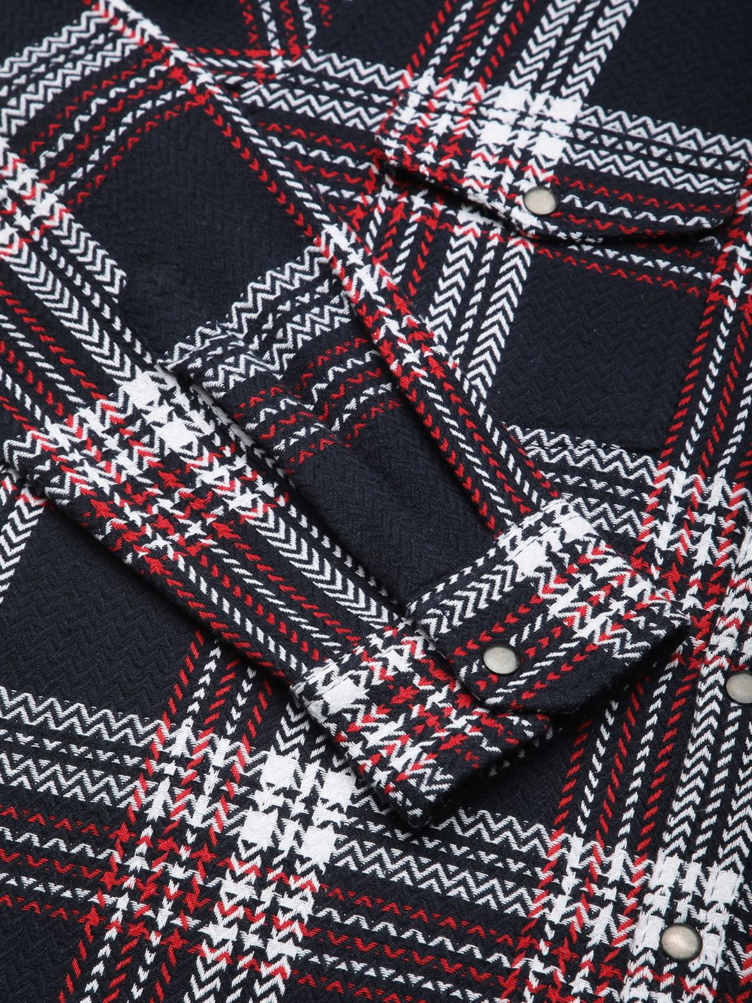 Navy Tweed Checks Double Flap Pocket Overshirt