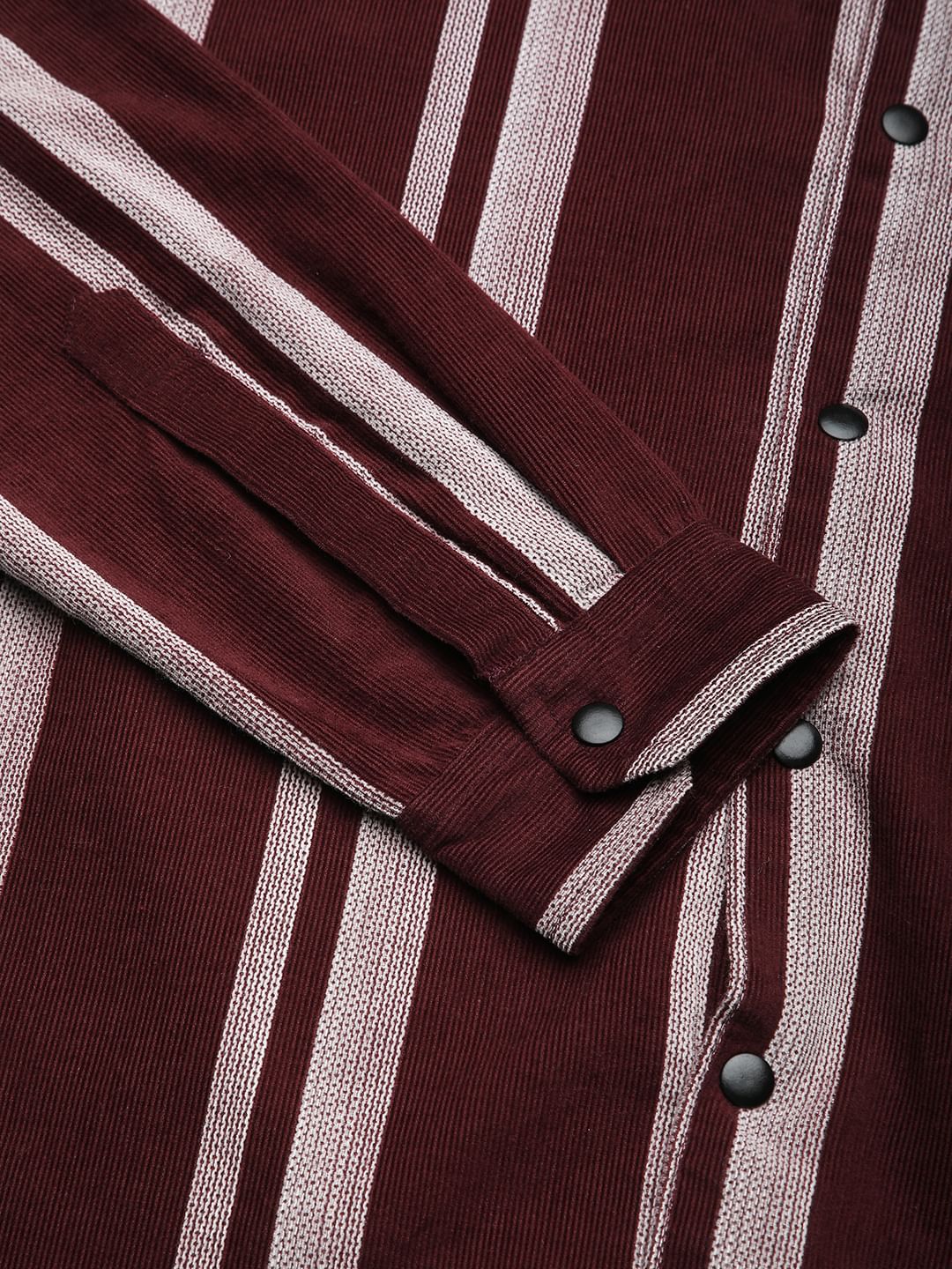 Haute Maroon Striped Corduroy Shirt