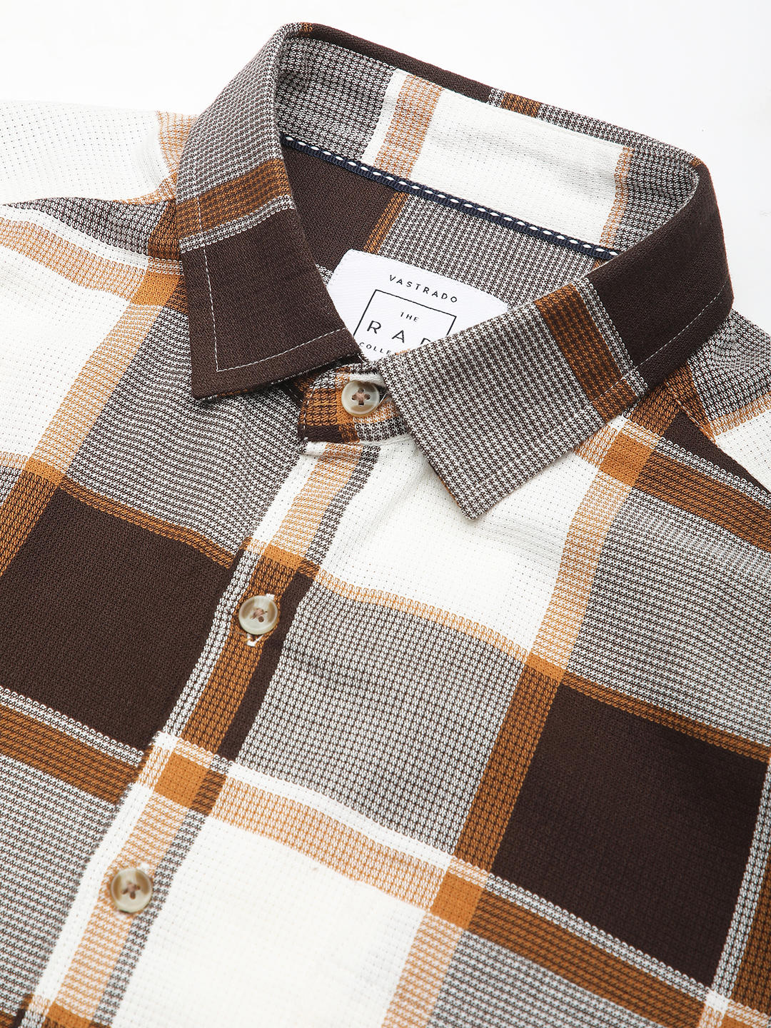 Premium Cotton Brown & White Broad Checks Shirt