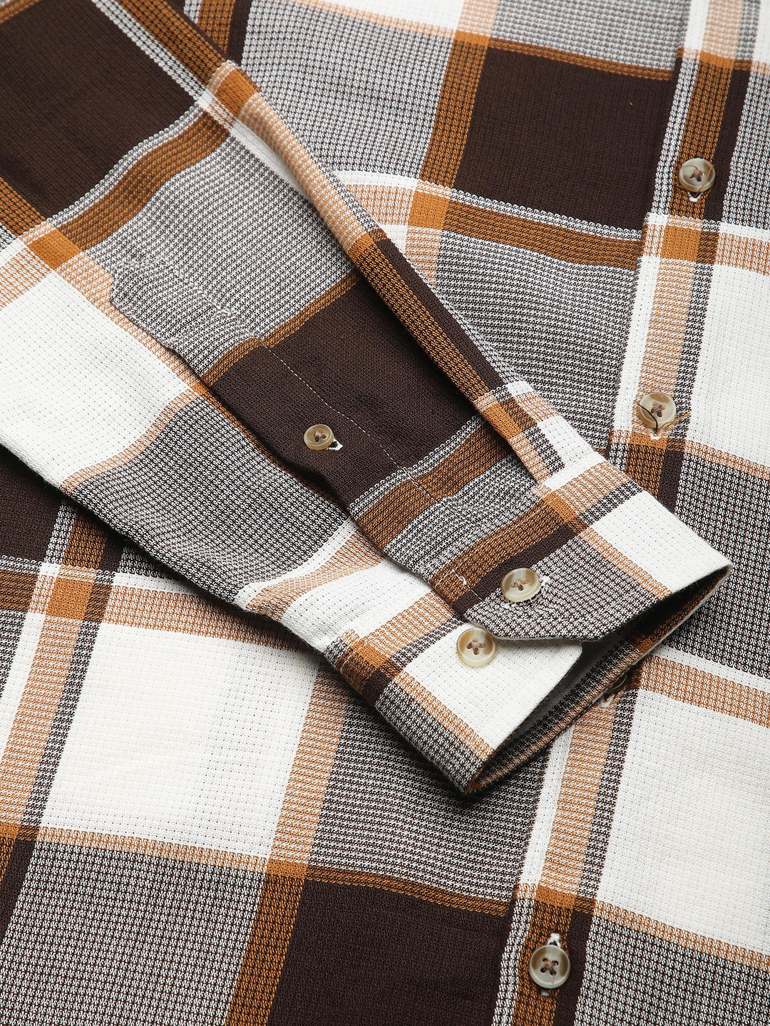 Premium Cotton Brown & White Broad Checks Shirt