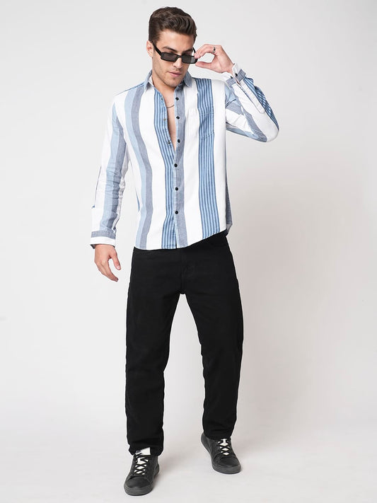 Denim Elegance Striped Shirt
