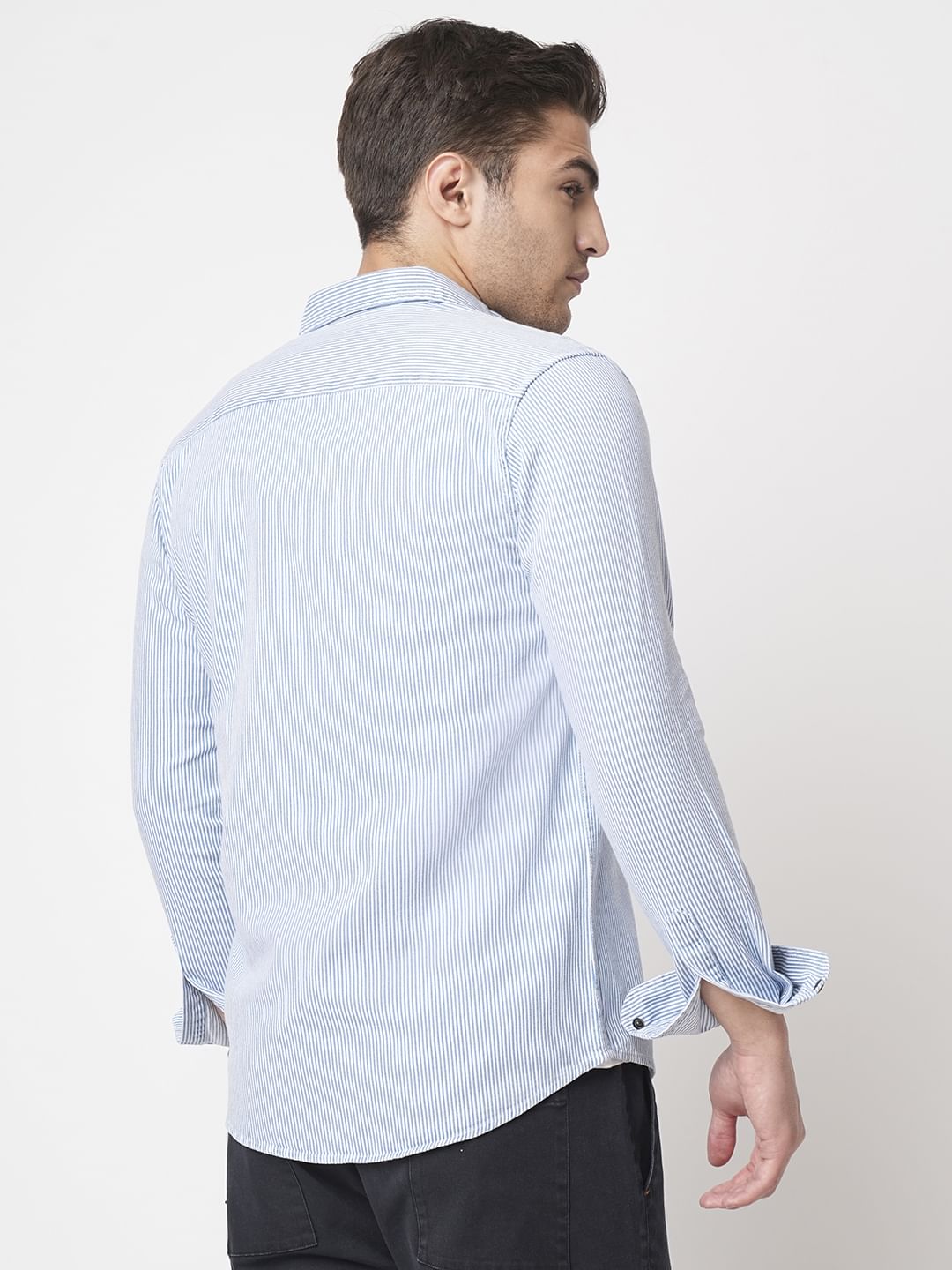 Denim Blue Pencil Stripe Shirt
