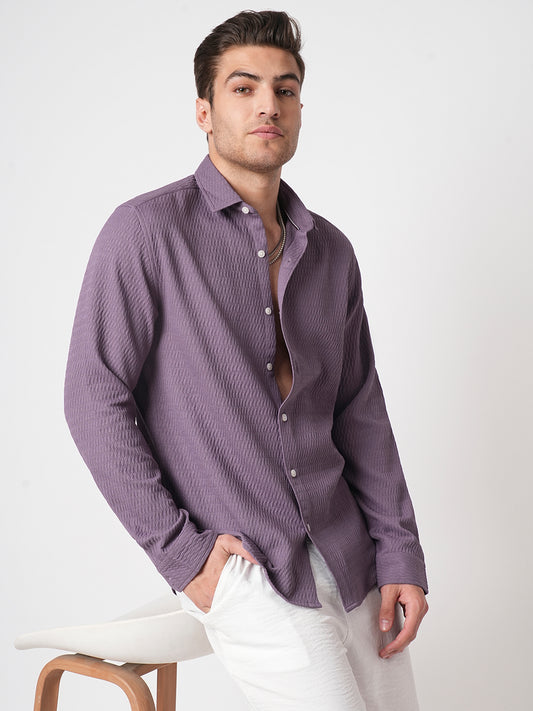 Exquisite Violet Jacquard Shirt
