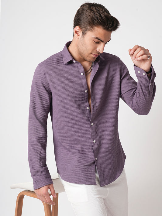 Exquisite Violet Jacquard Shirt
