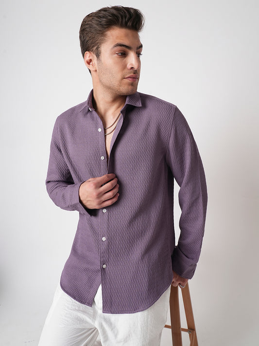 Exquisite Violet Jacquard Shirt