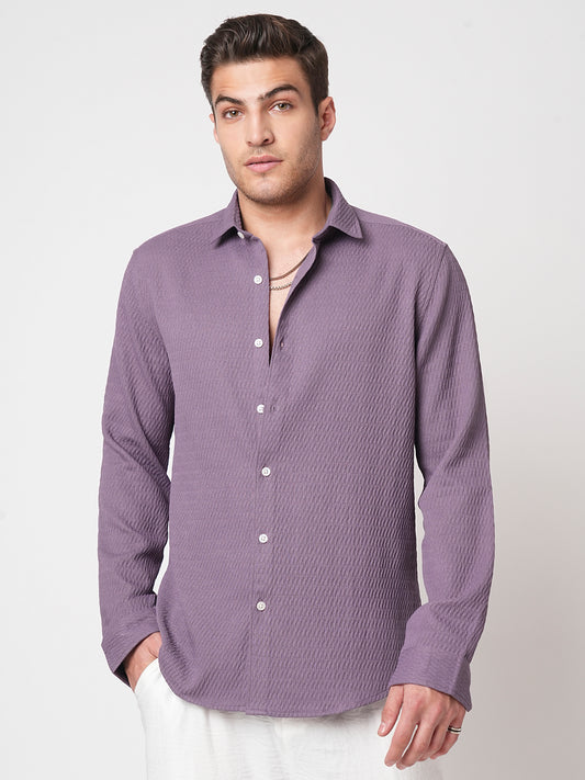 Exquisite Violet Jacquard Shirt