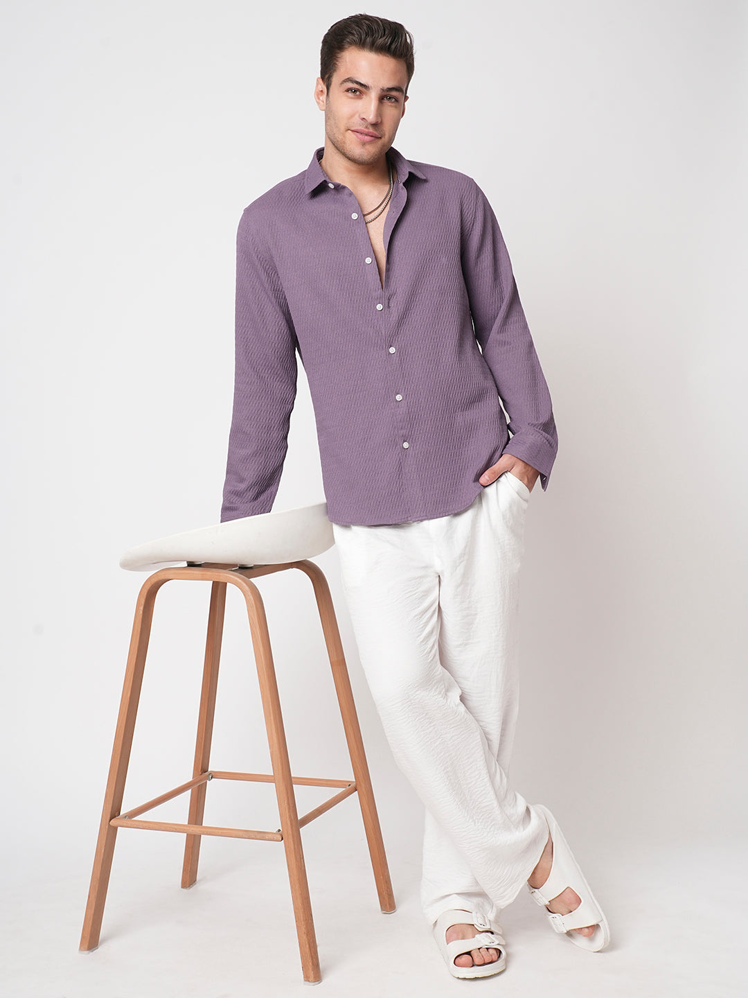 Exquisite Violet Jacquard Shirt