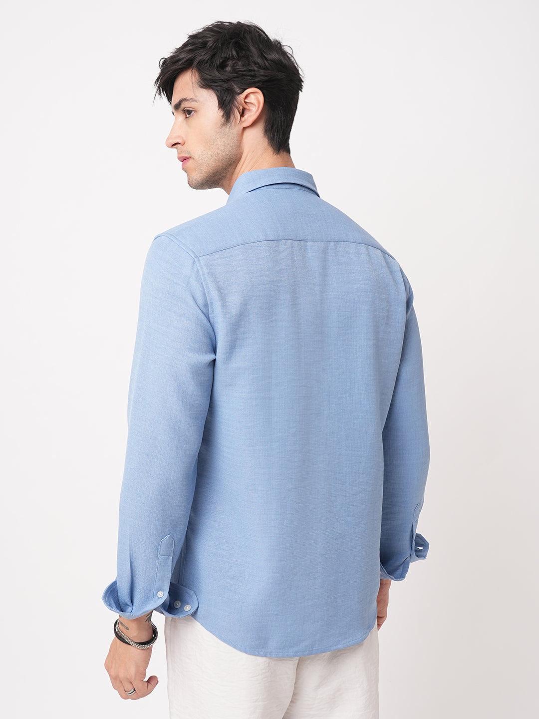 Carolina Blue Slub Textured Shirt