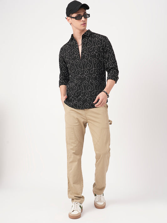 Premium Cotton Onyx Black Embroidered Shirt