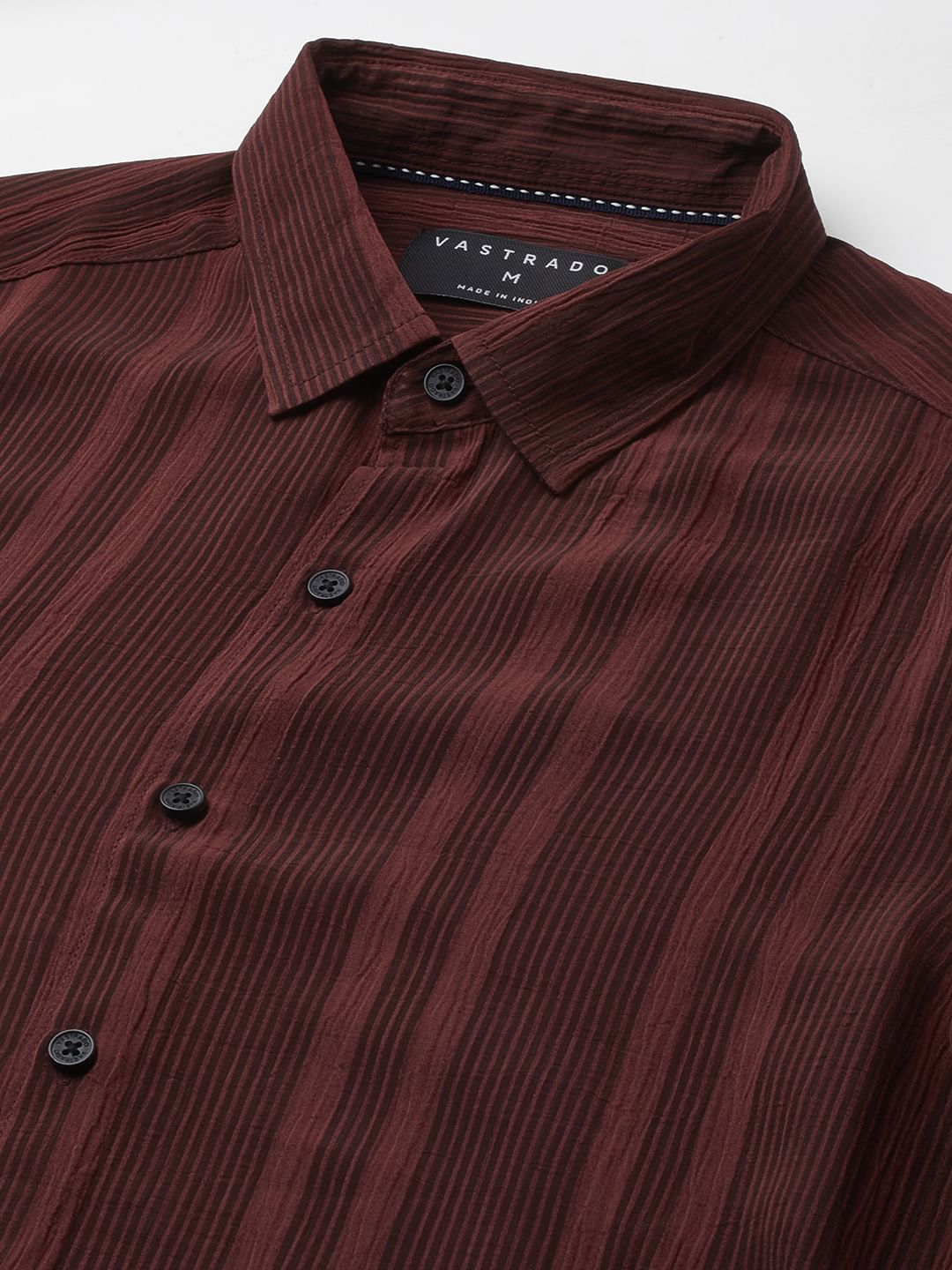 Dapper Auburn Red Striped Crepe Shirt